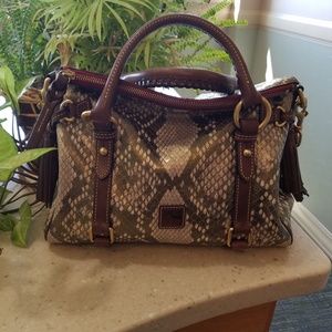 Dooney and bourke gold python embossed satchel